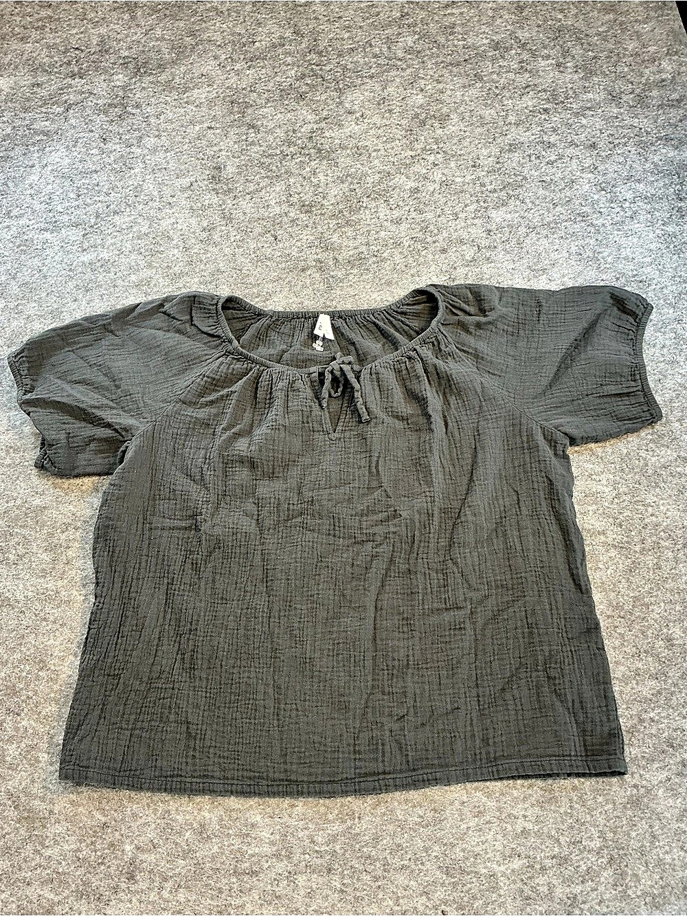 PACT 100% Organic Cotton Coastal Double Gauze Scoop Neck Top Gray XL